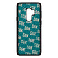 Personalised Brick Pattern Text Green Pebble Leather Samsung S9 Plus Case