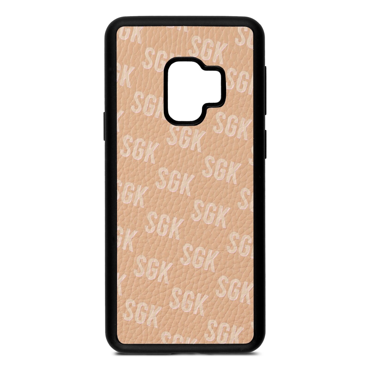 Personalised Brick Pattern Text Nude Pebble Leather Samsung S9 Case