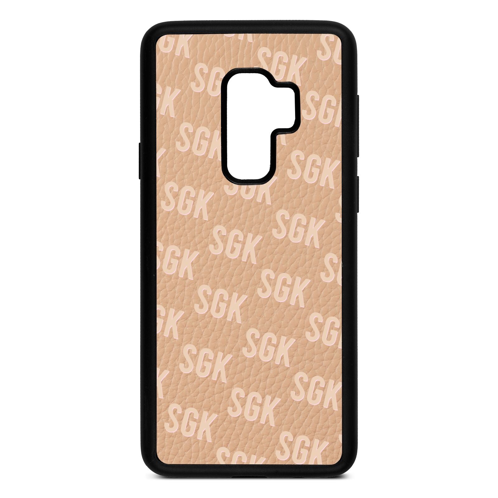 Personalised Brick Pattern Text Nude Pebble Leather Samsung S9 Plus Case