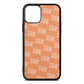 Personalised Brick Pattern Text Orange Saffiano Leather iPhone 11 Case