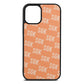 Personalised Brick Pattern Text Orange Saffiano Leather iPhone 12 Mini Case