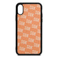 Personalised Brick Pattern Text Orange Saffiano Leather iPhone Xs Case