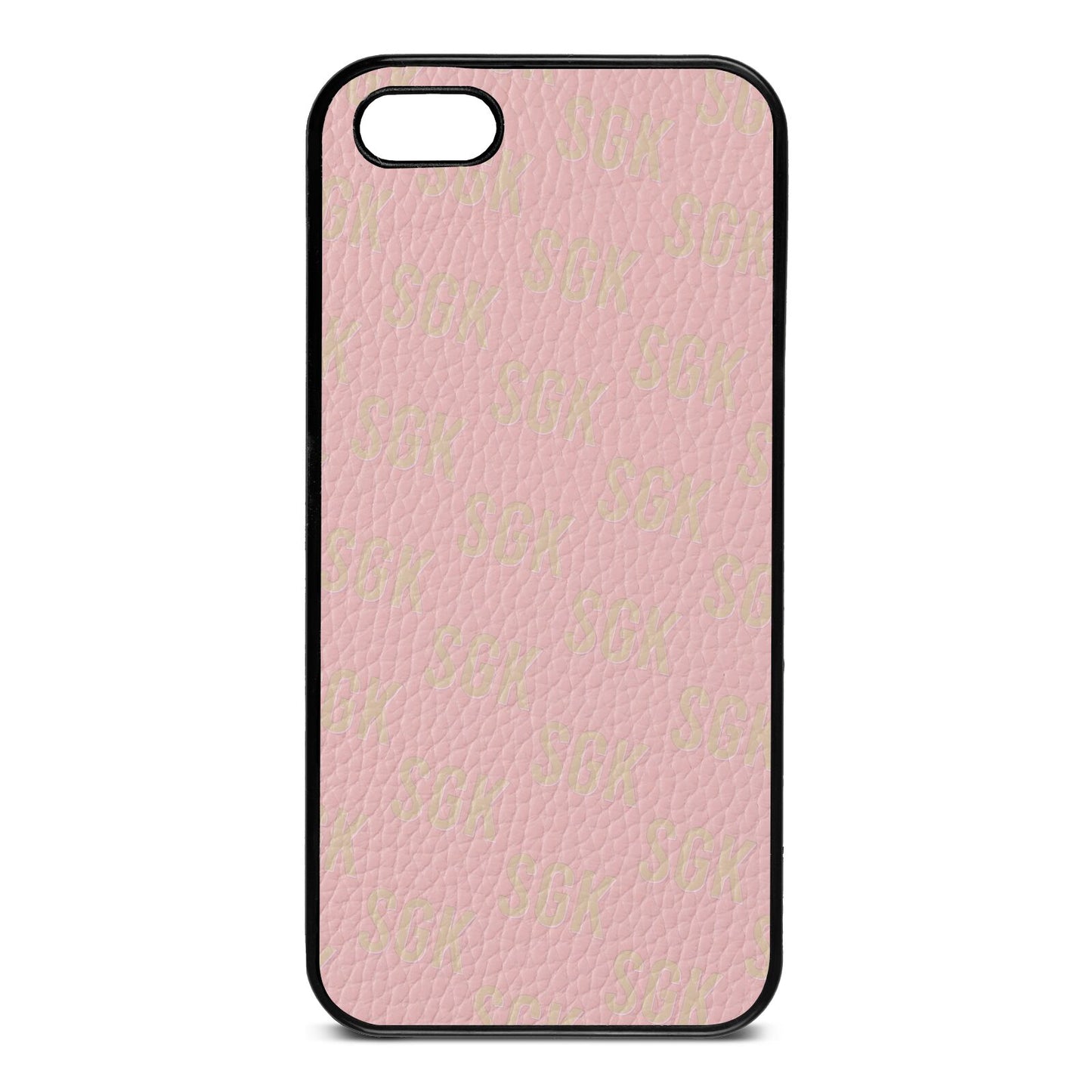 Personalised Brick Pattern Text Pink Pebble Leather iPhone 5 Case