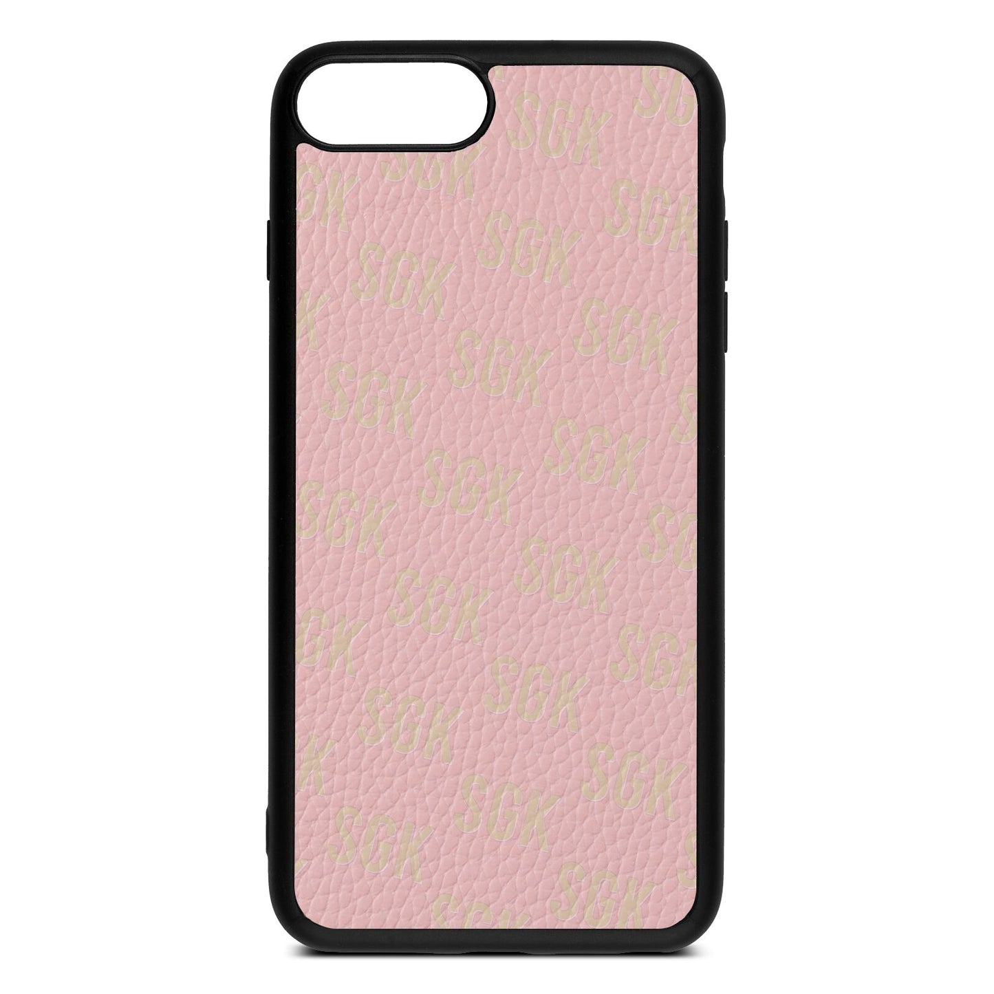 Personalised Brick Pattern Text Pink Pebble Leather iPhone 8 Plus Case