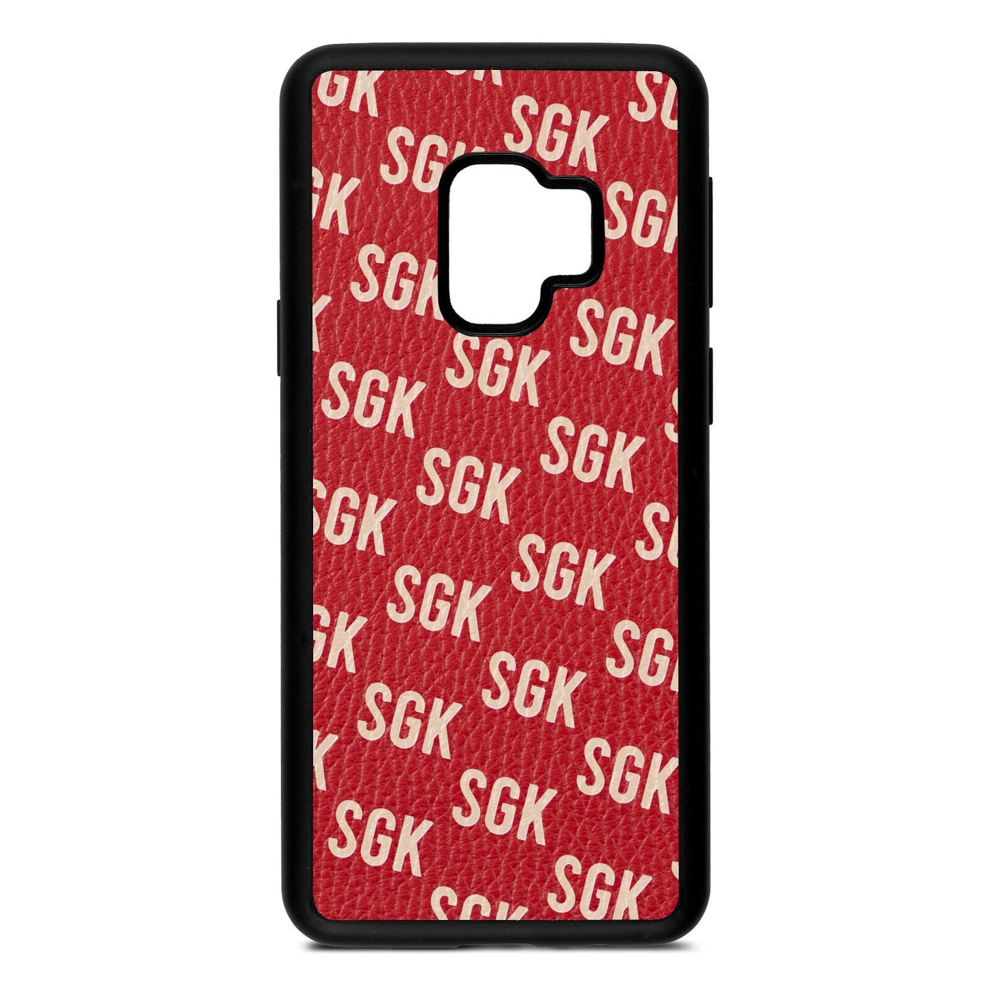 Personalised Brick Pattern Text Red Pebble Leather Samsung S9 Case