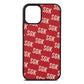 Personalised Brick Pattern Text Red Pebble Leather iPhone 12 Mini Case