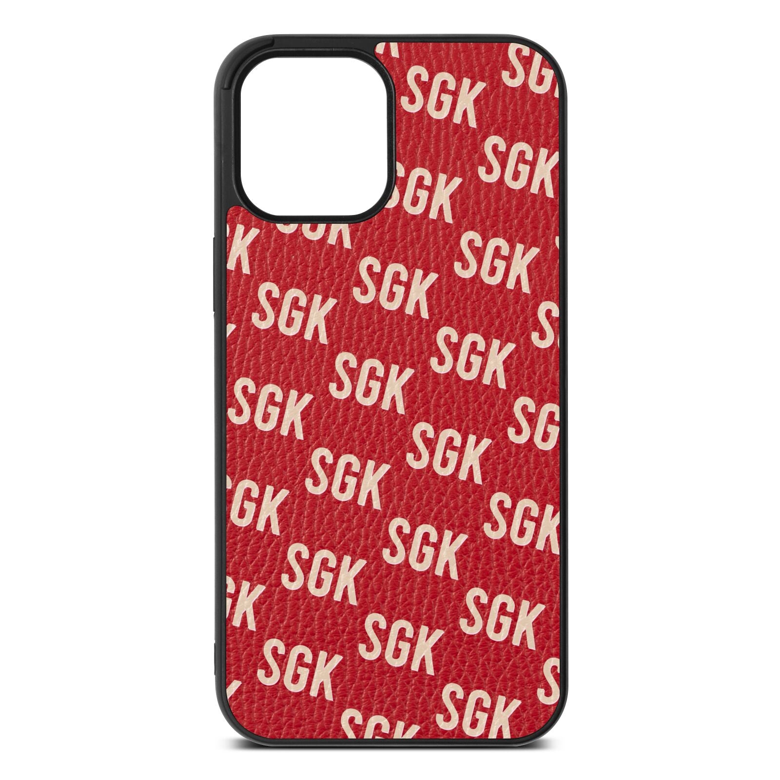 Personalised Brick Pattern Text Red Pebble Leather iPhone 12 Pro Max Case