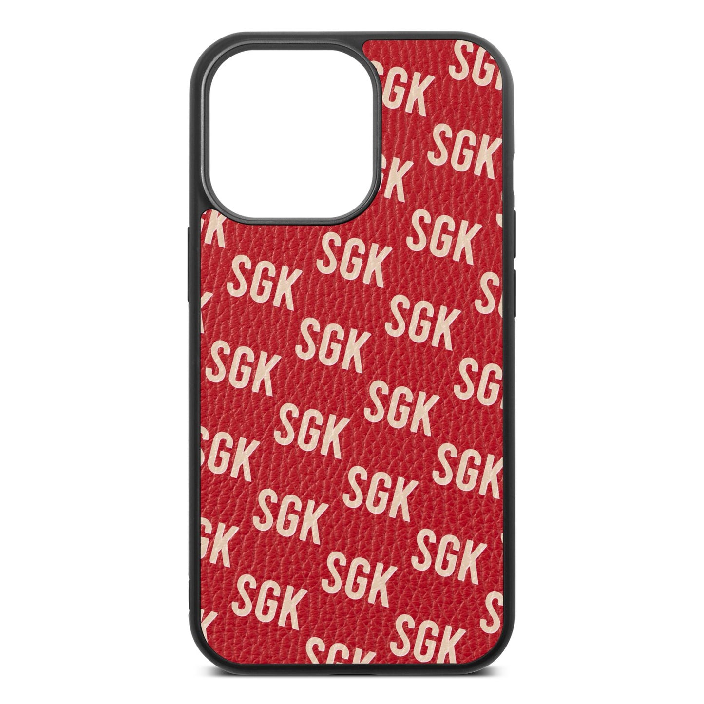 Personalised Brick Pattern Text Red Pebble Leather iPhone 13 Pro Case