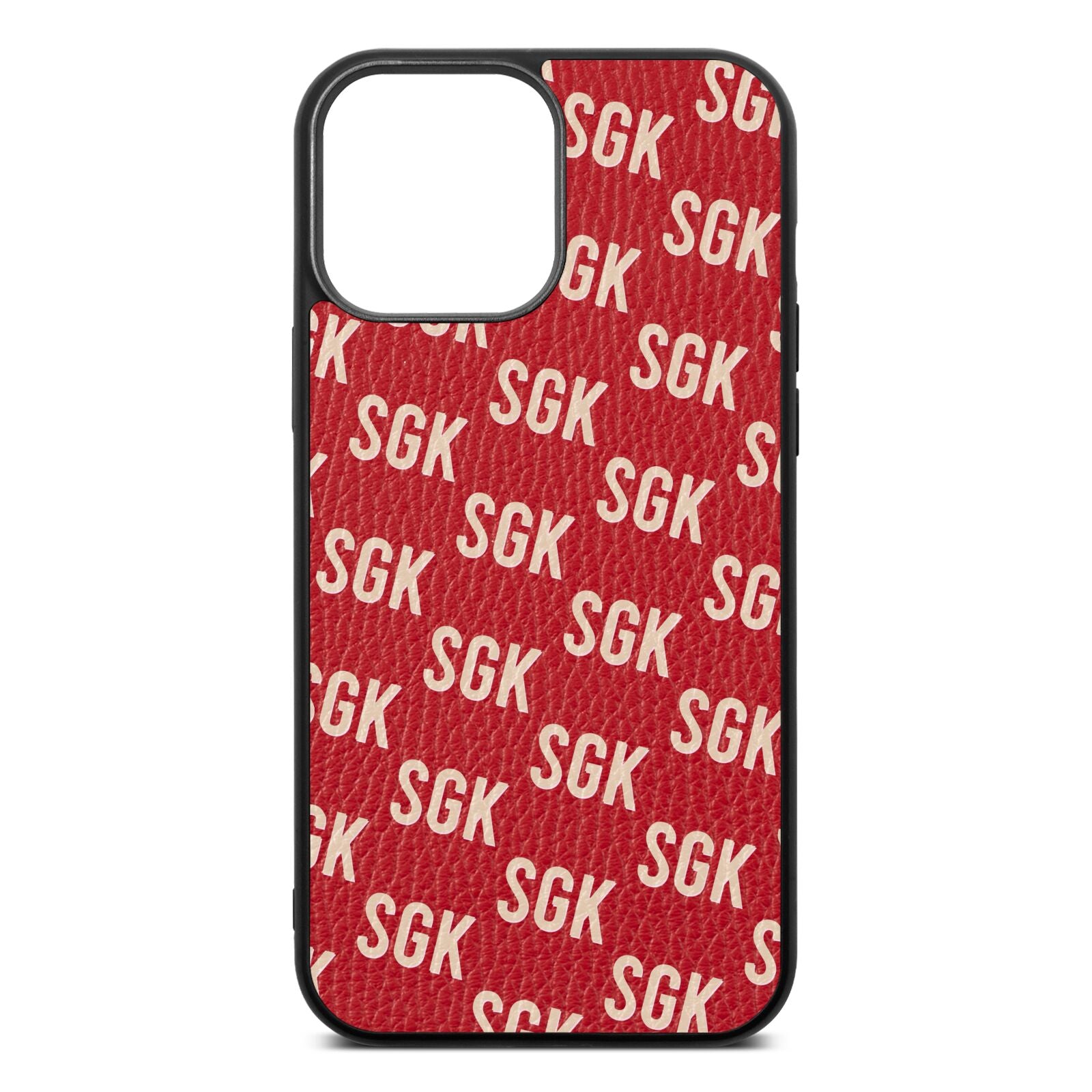 Personalised Brick Pattern Text Red Pebble Leather iPhone 13 Pro Max Case