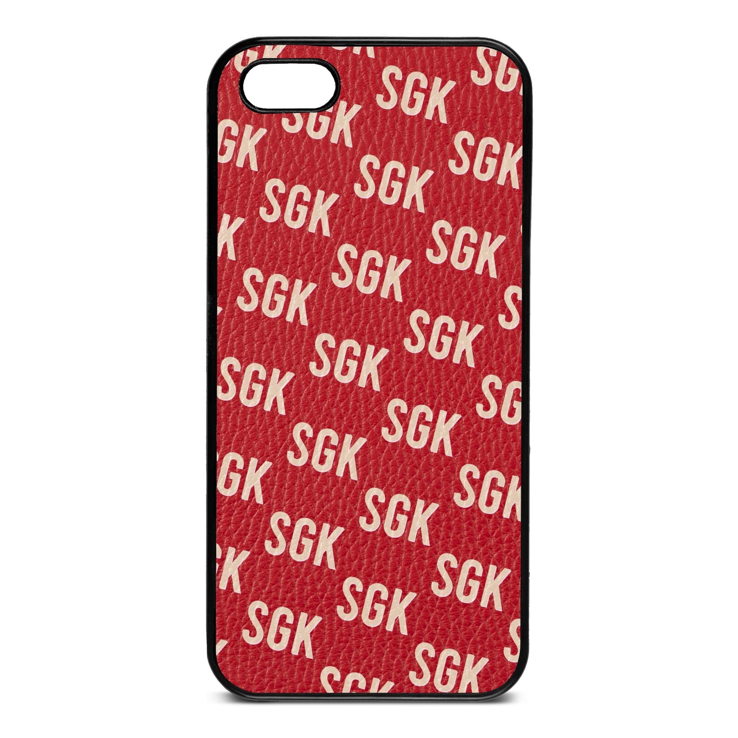 Personalised Brick Pattern Text Red Pebble Leather iPhone 5 Case