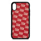 Personalised Brick Pattern Text Red Pebble Leather iPhone Xs Case