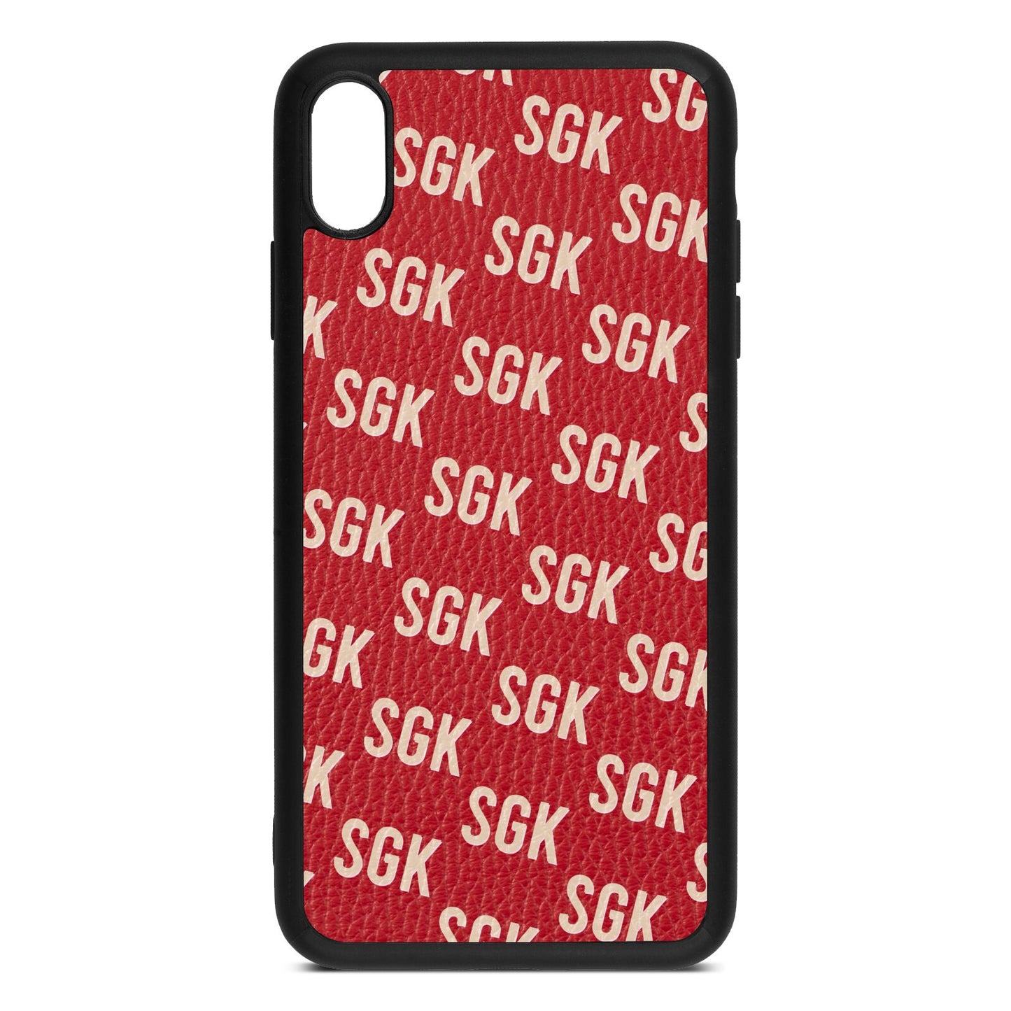 Personalised Brick Pattern Text Red Pebble Leather iPhone Xs Max Case
