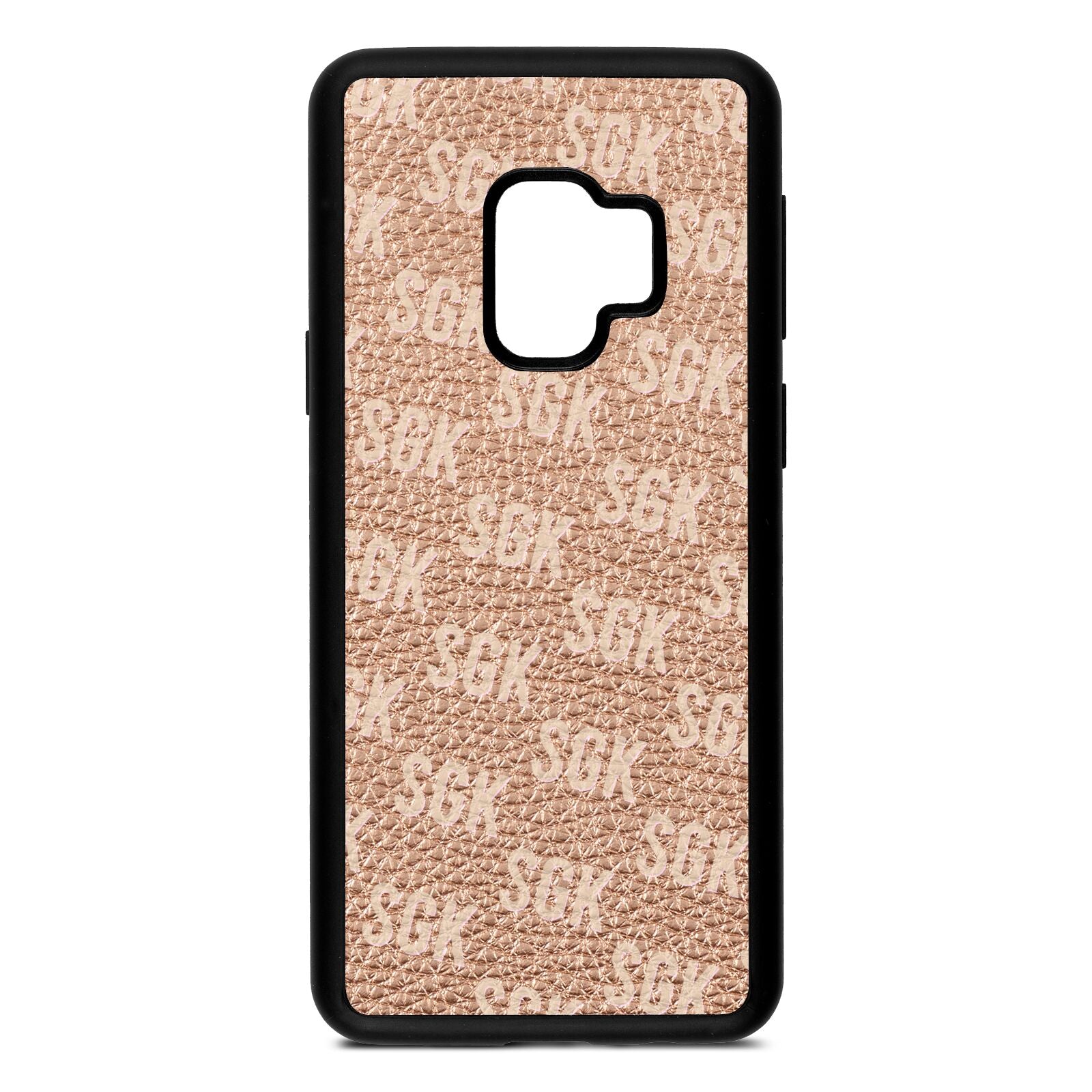Personalised Brick Pattern Text Rose Gold Pebble Leather Samsung S9 Case