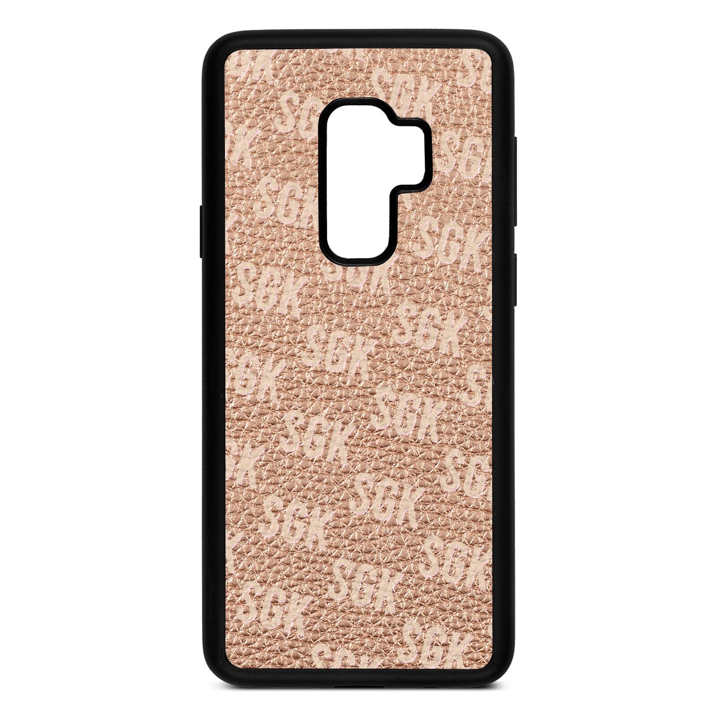 Personalised Brick Pattern Text Rose Gold Pebble Leather Samsung S9 Plus Case