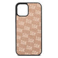 Personalised Brick Pattern Text Rose Gold Pebble Leather iPhone 12 Case