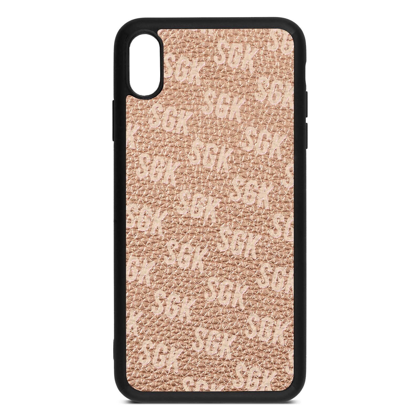 Personalised Brick Pattern Text Rose Gold Pebble Leather iPhone Xs Max Case