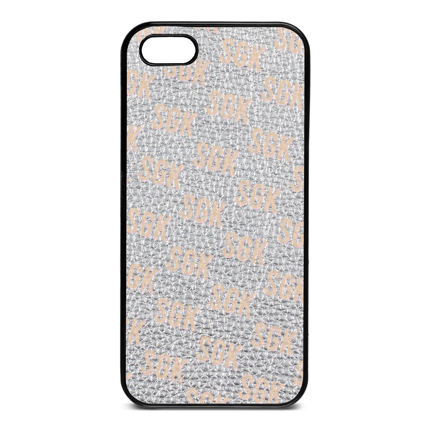 Personalised Brick Pattern Text Silver Pebble Leather iPhone 5 Case
