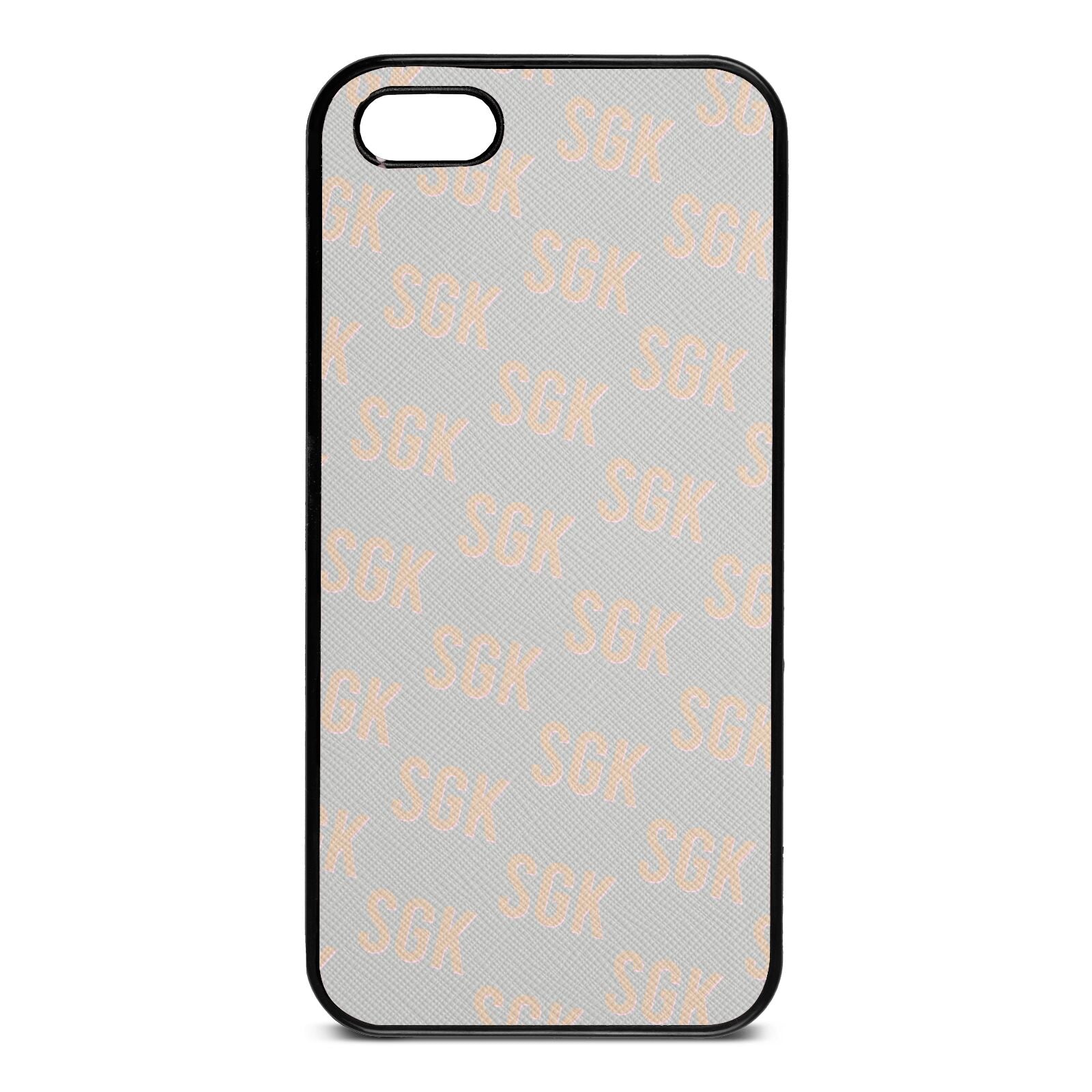 Personalised Brick Pattern Text Silver Saffiano Leather iPhone 5 Case