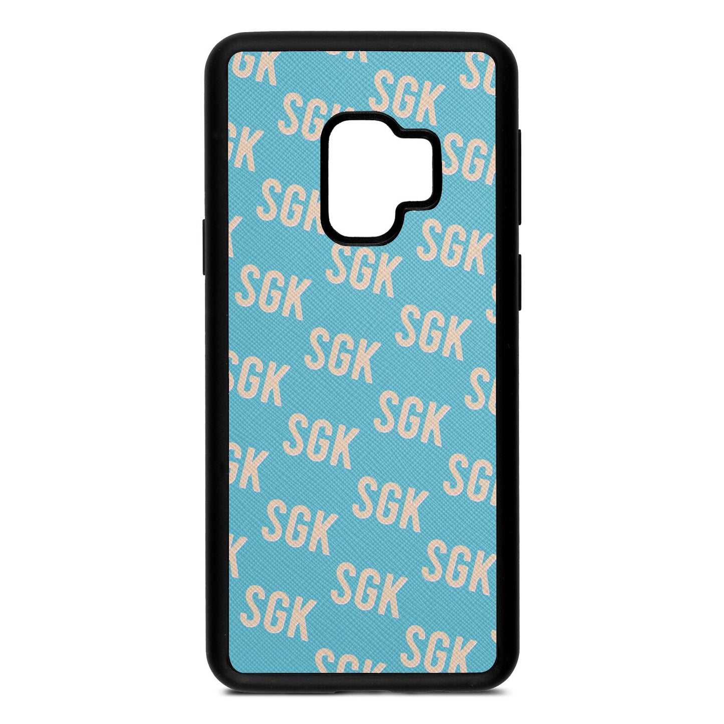 Personalised Brick Pattern Text Sky Saffiano Leather Samsung S9 Case