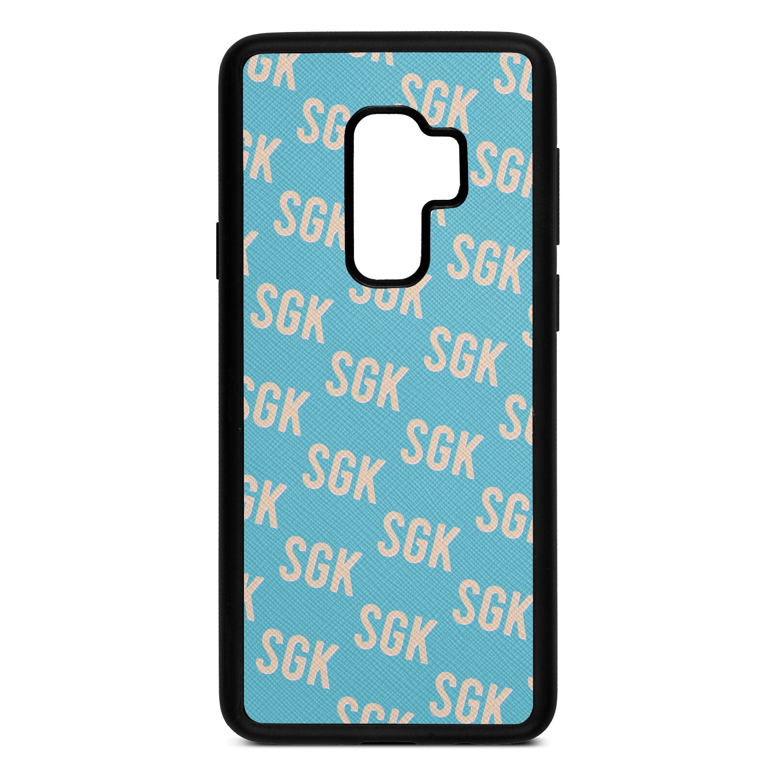 Personalised Brick Pattern Text Sky Saffiano Leather Samsung S9 Plus Case