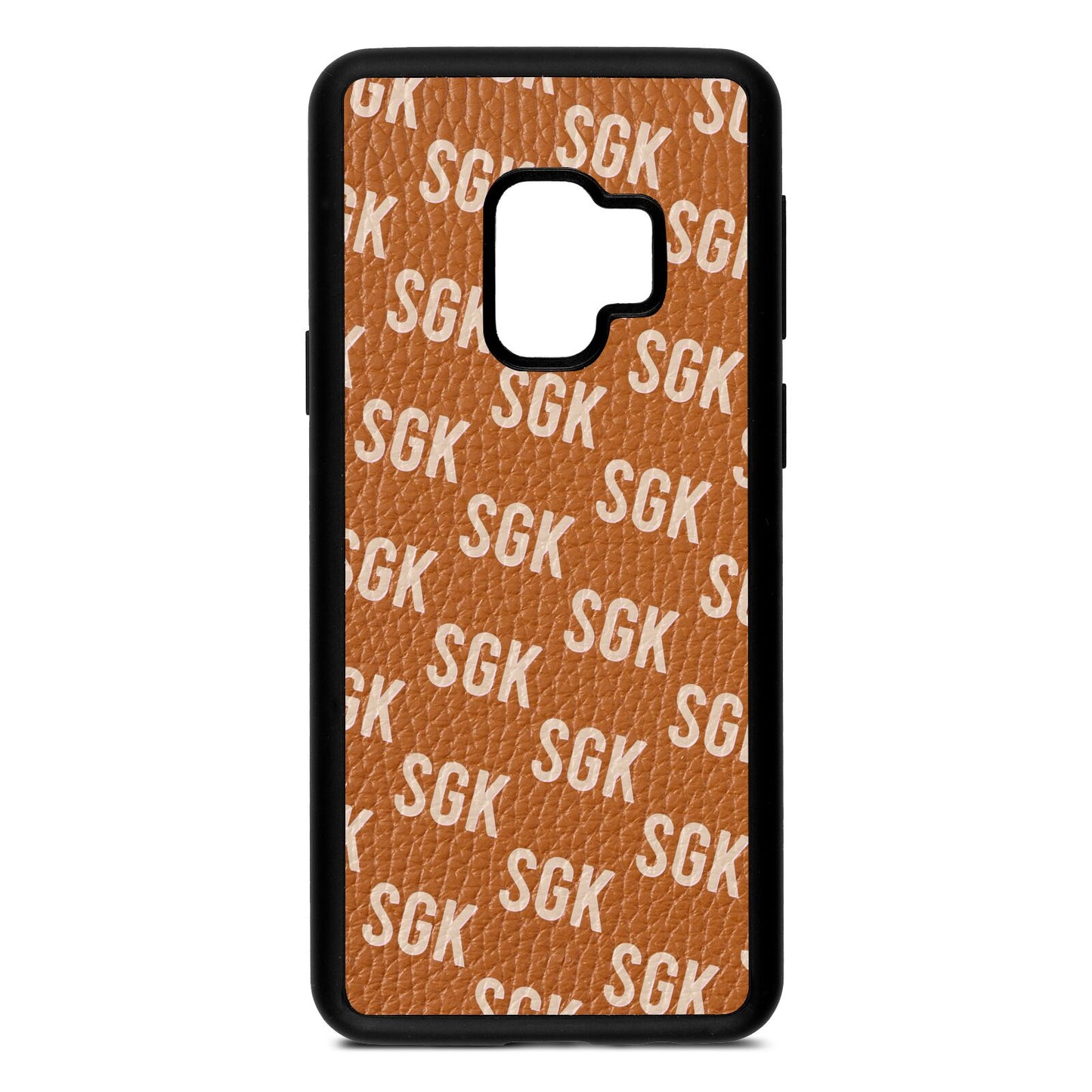 Personalised Brick Pattern Text Tan Pebble Leather Samsung S9 Case