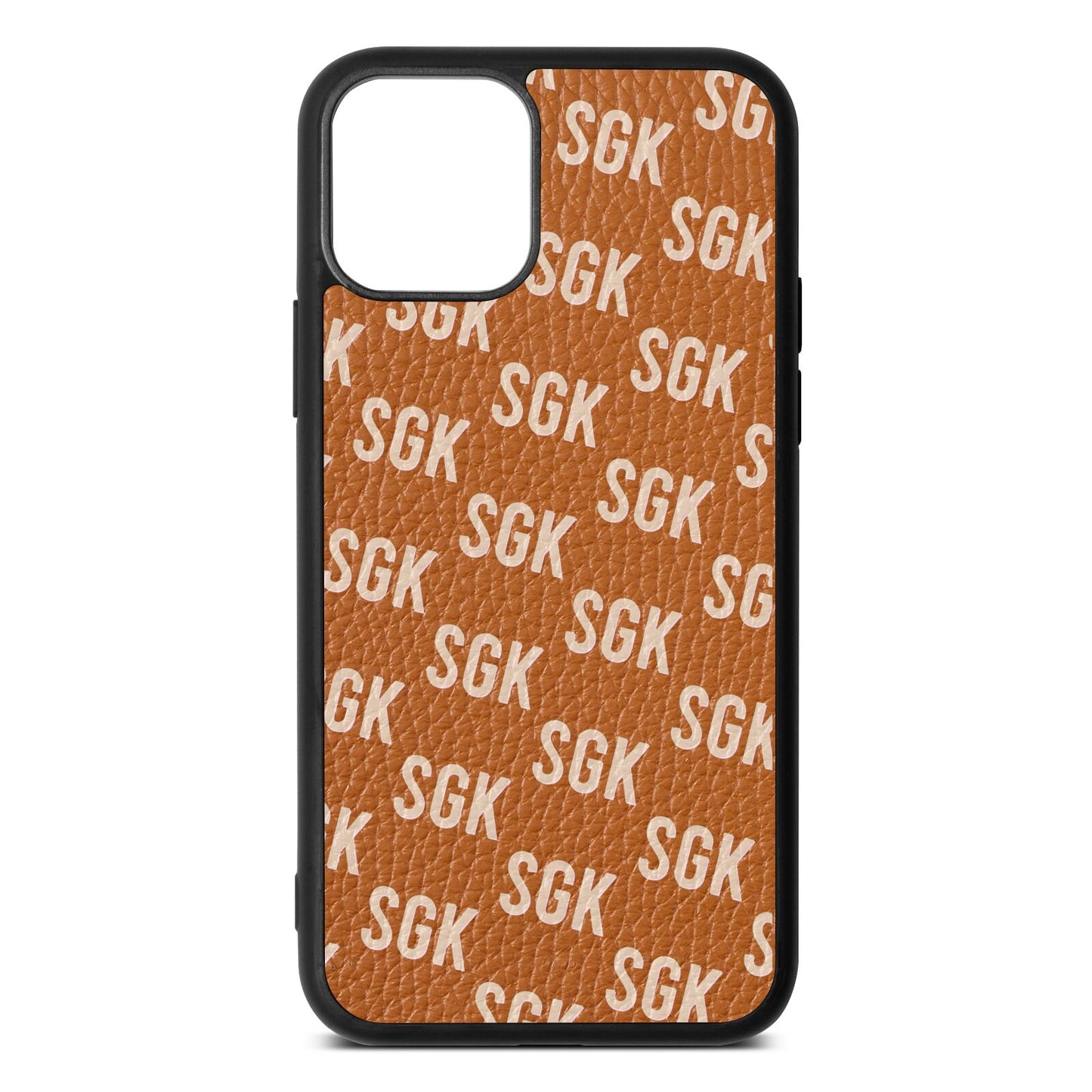 Personalised Brick Pattern Text Tan Pebble Leather iPhone 11 Pro Case