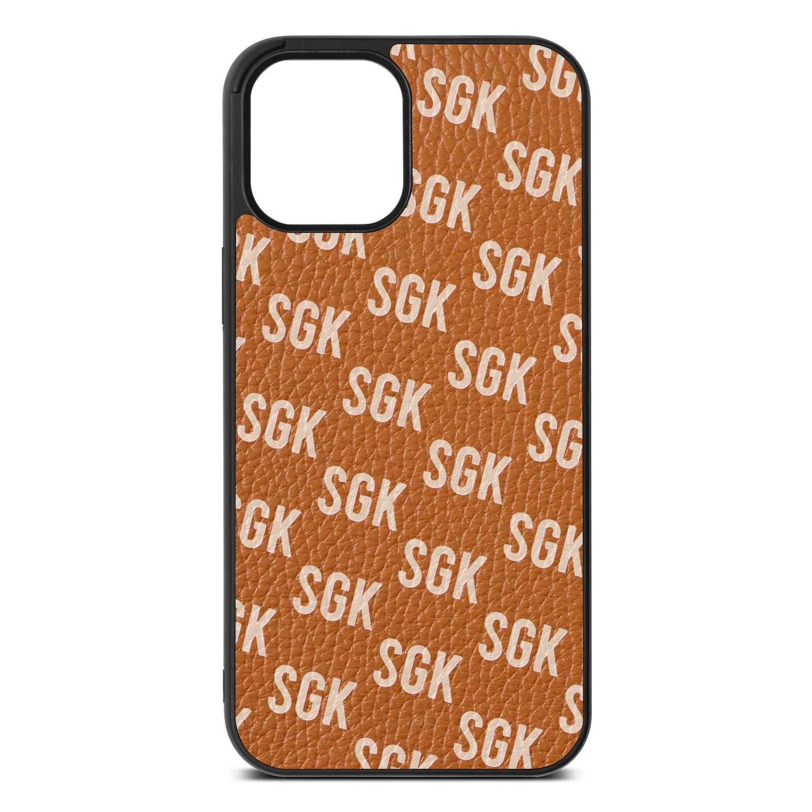 Personalised Brick Pattern Text Tan Pebble Leather iPhone 12 Pro Max Case