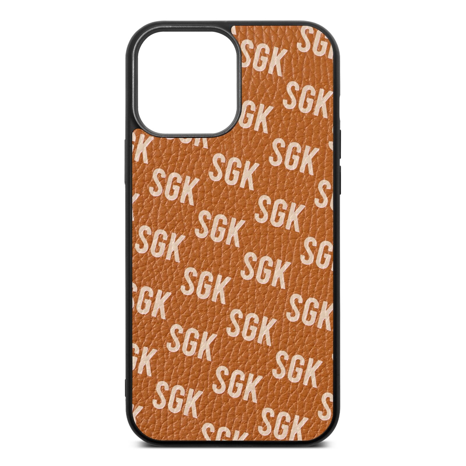 Personalised Brick Pattern Text Tan Pebble Leather iPhone 13 Pro Max Case