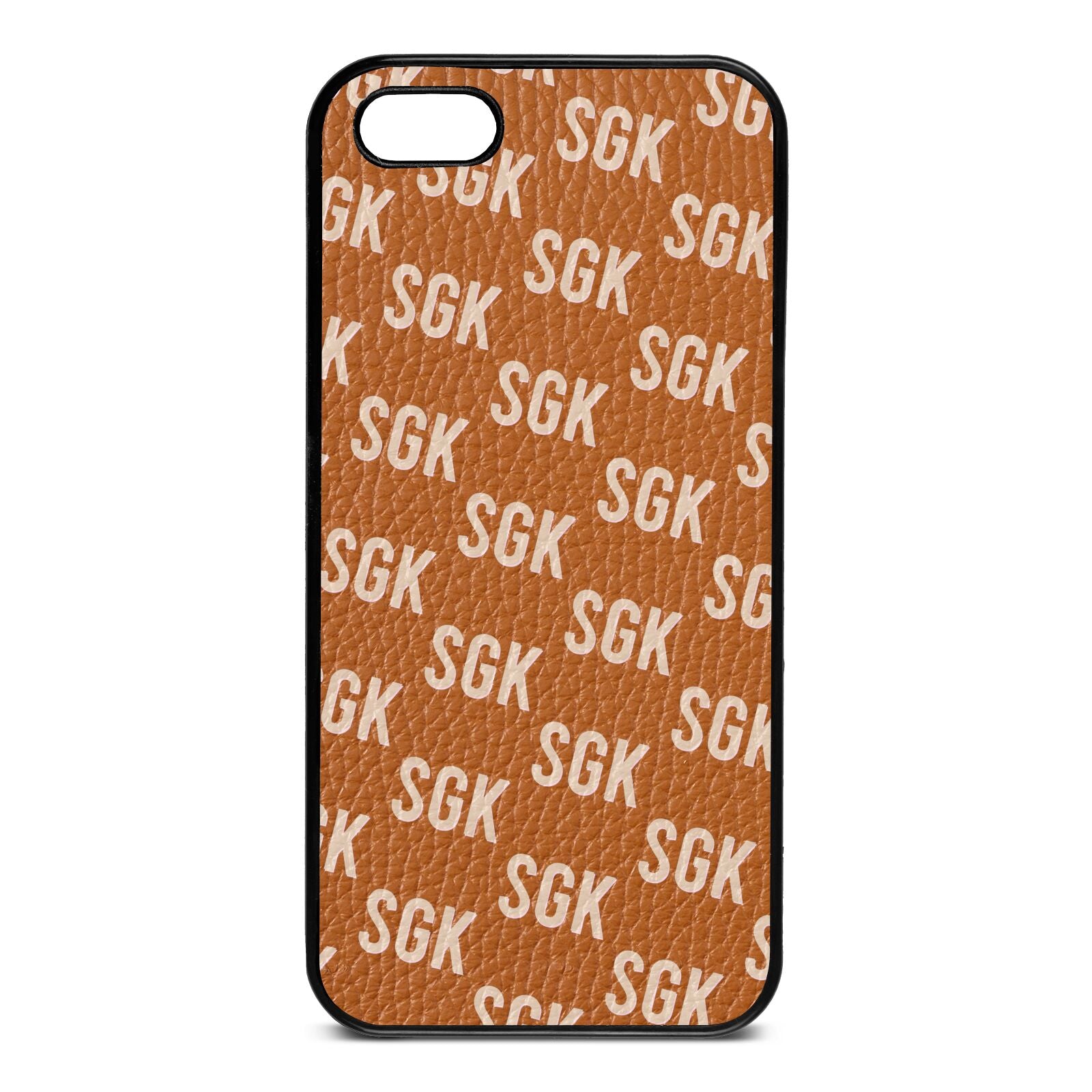Personalised Brick Pattern Text Tan Pebble Leather iPhone 5 Case