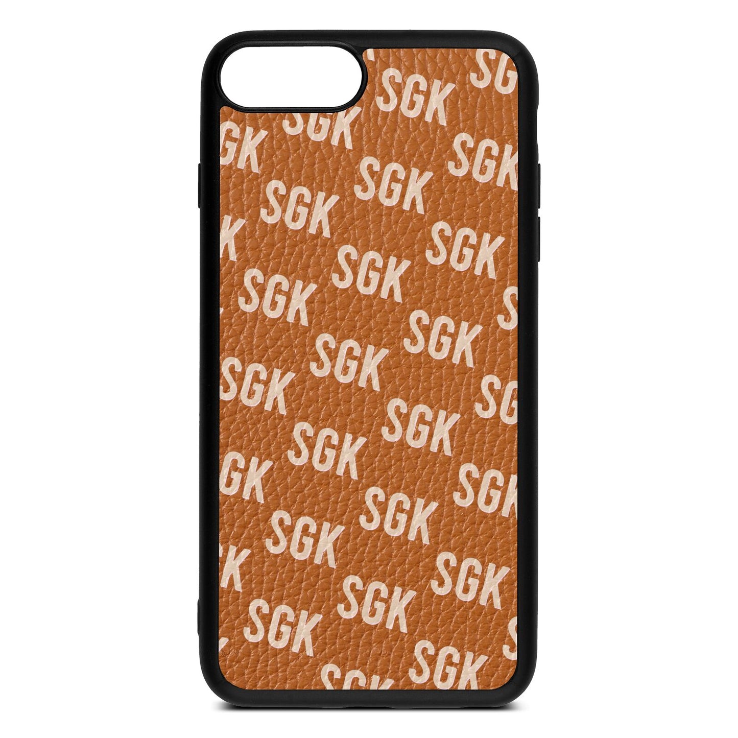 Personalised Brick Pattern Text Tan Pebble Leather iPhone 8 Plus Case