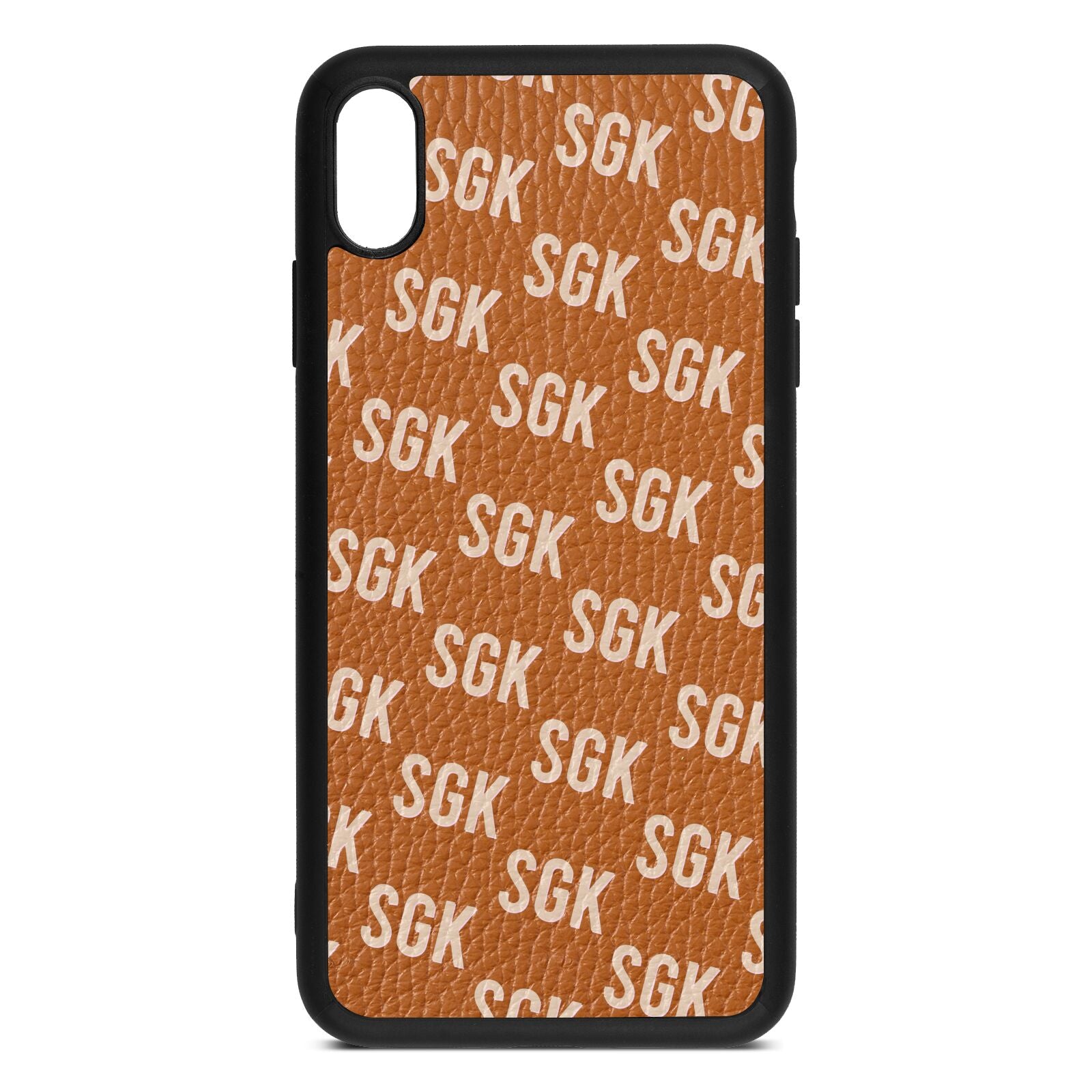 Personalised Brick Pattern Text Tan Pebble Leather iPhone Xs Max Case