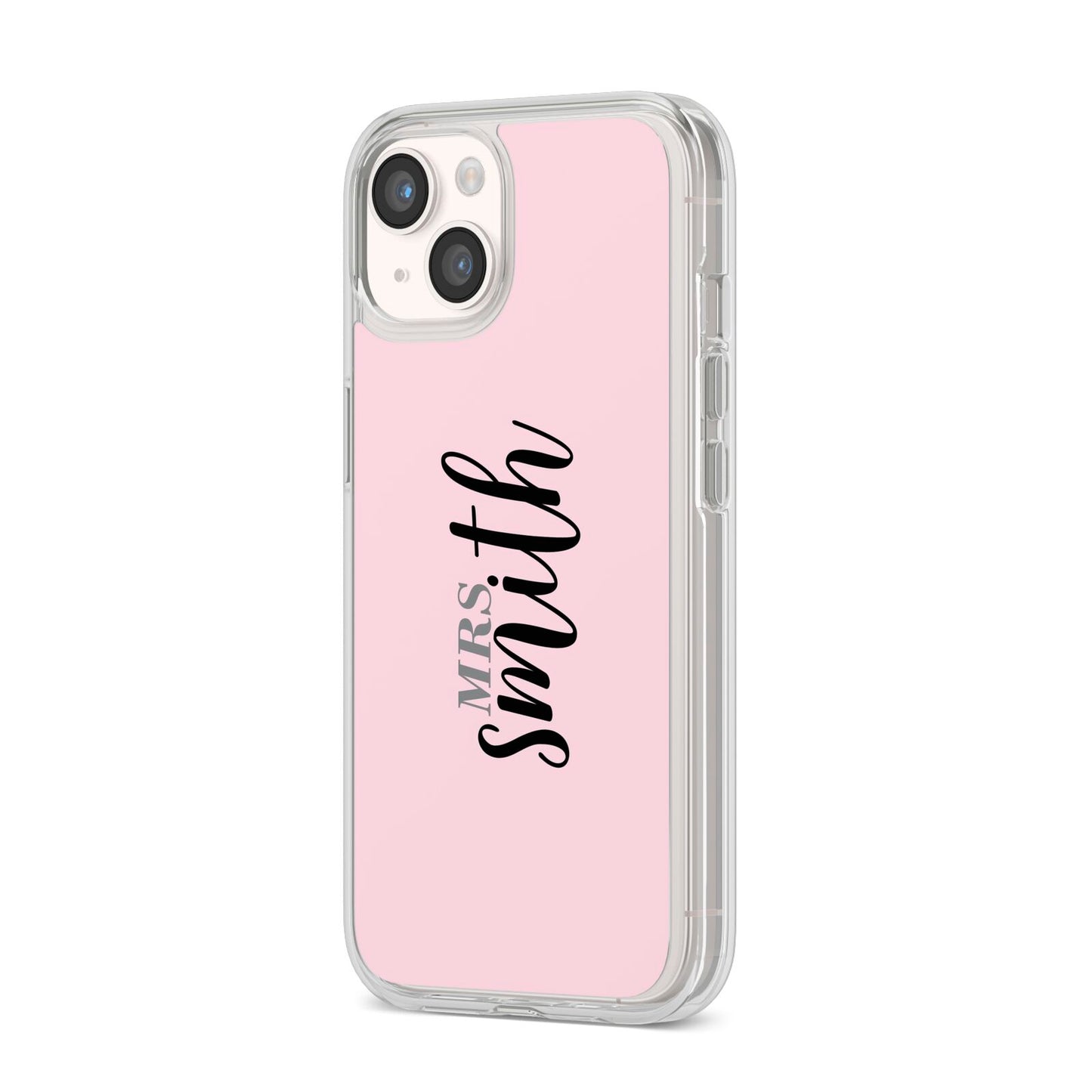 Personalised Bridal iPhone 14 Clear Tough Case Starlight Angled Image