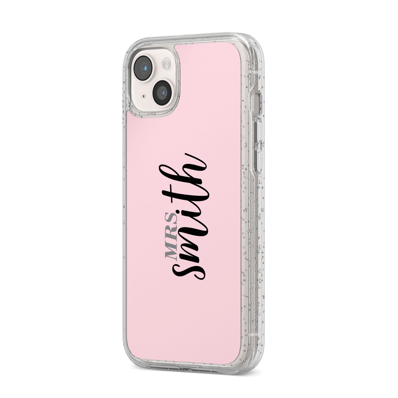 Personalised Bridal iPhone 14 Plus Glitter Tough Case Starlight Angled Image