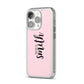 Personalised Bridal iPhone 14 Pro Clear Tough Case Silver Angled Image