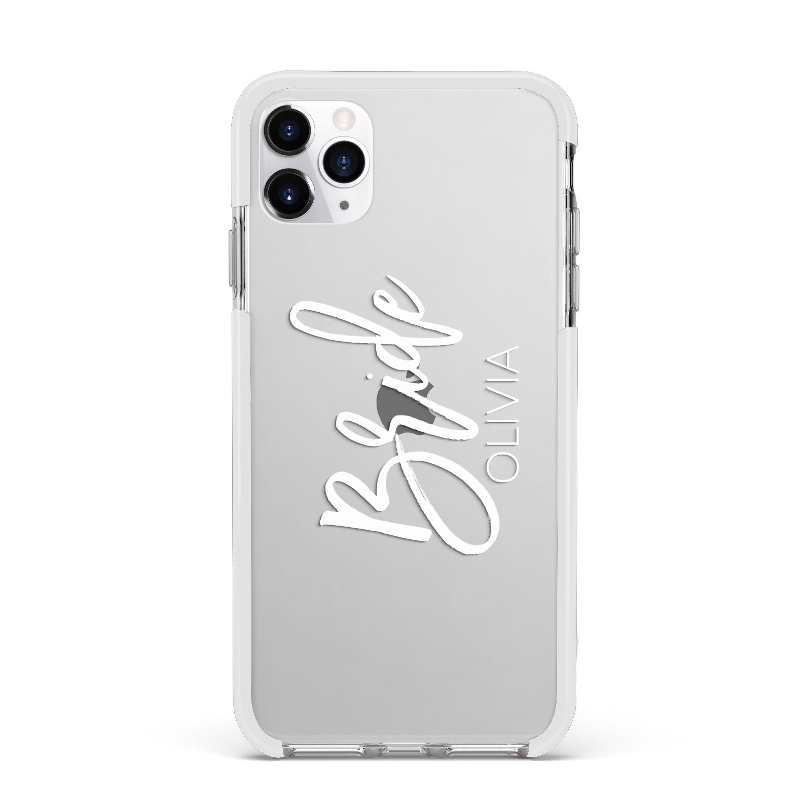Personalised Bride Apple iPhone 11 Pro Max in Silver with White Impact Case