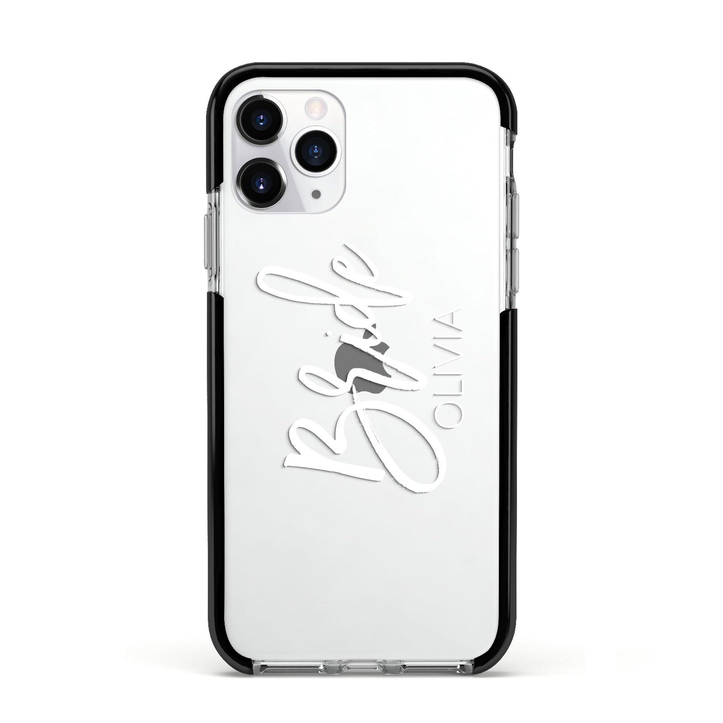 Personalised Bride Apple iPhone 11 Pro in Silver with Black Impact Case