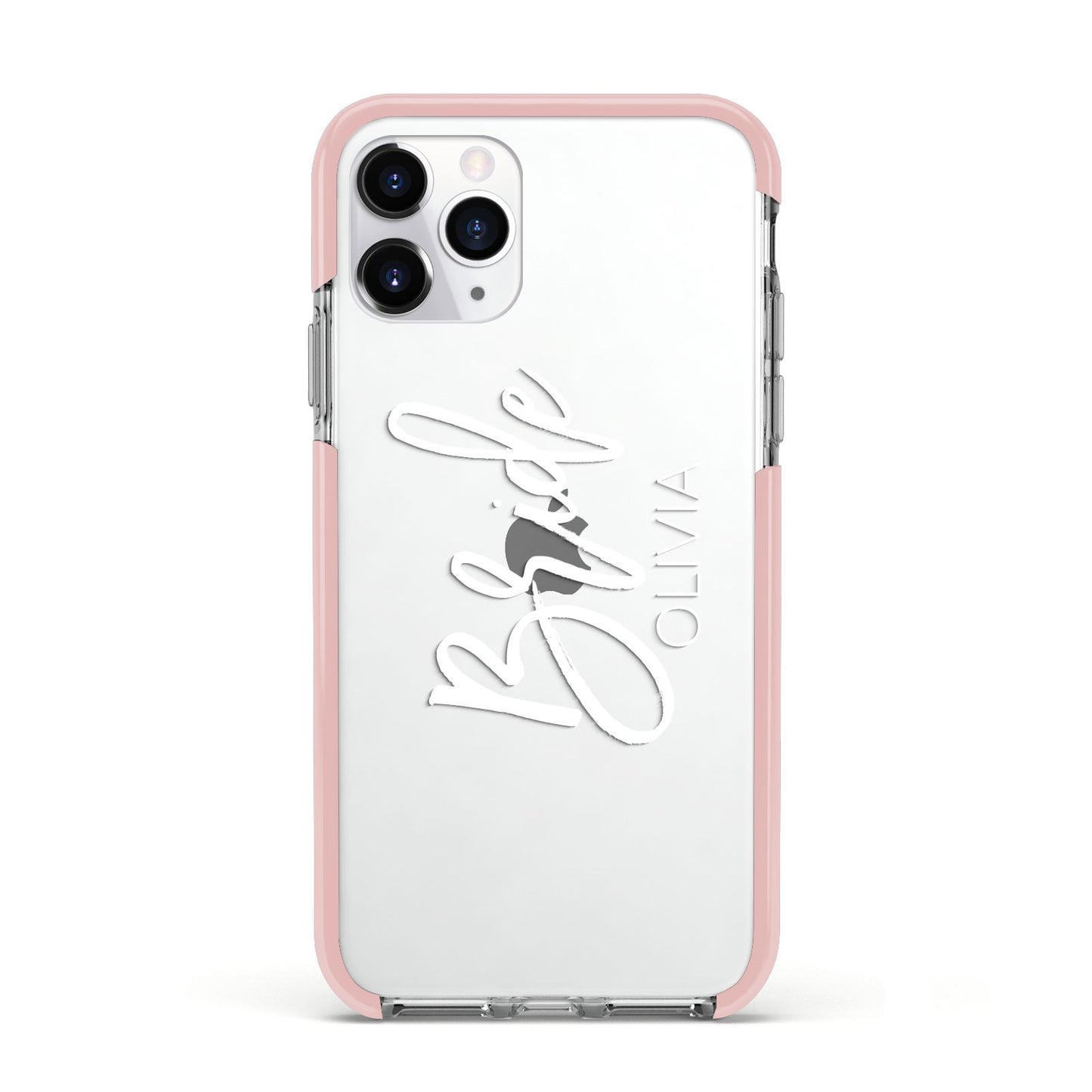 Personalised Bride Apple iPhone 11 Pro in Silver with Pink Impact Case