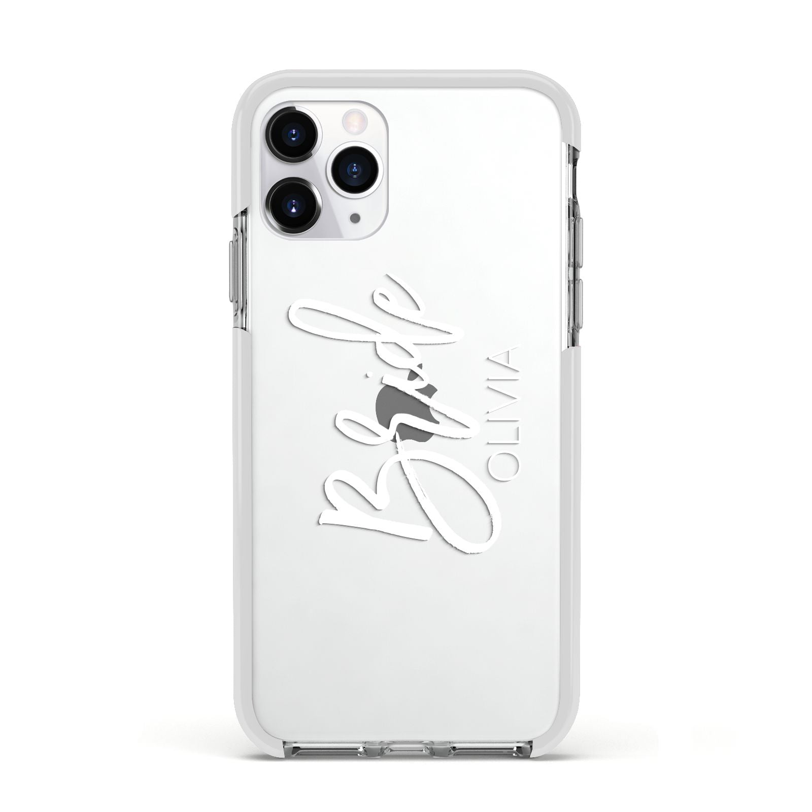 Personalised Bride Apple iPhone 11 Pro in Silver with White Impact Case