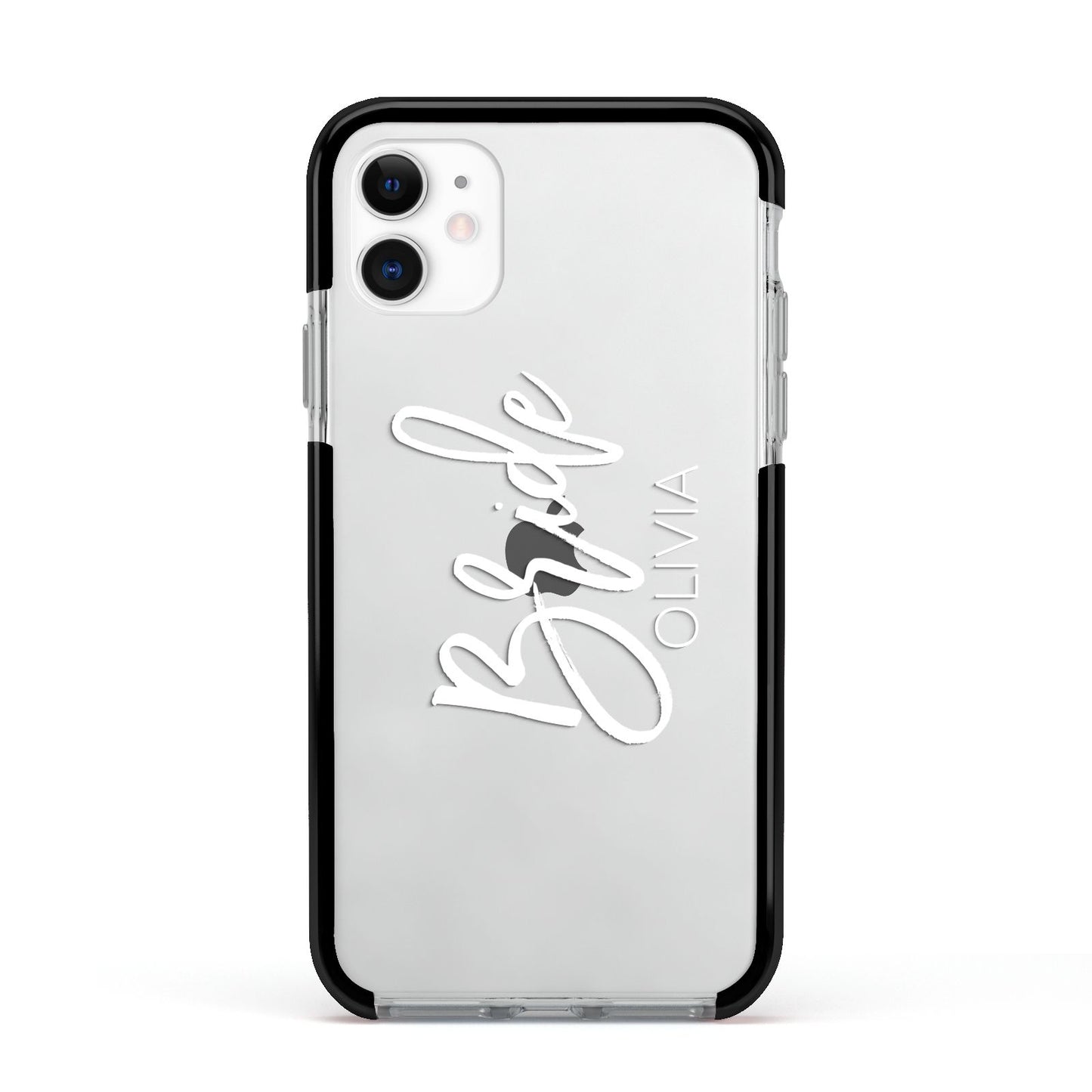 Personalised Bride Apple iPhone 11 in White with Black Impact Case