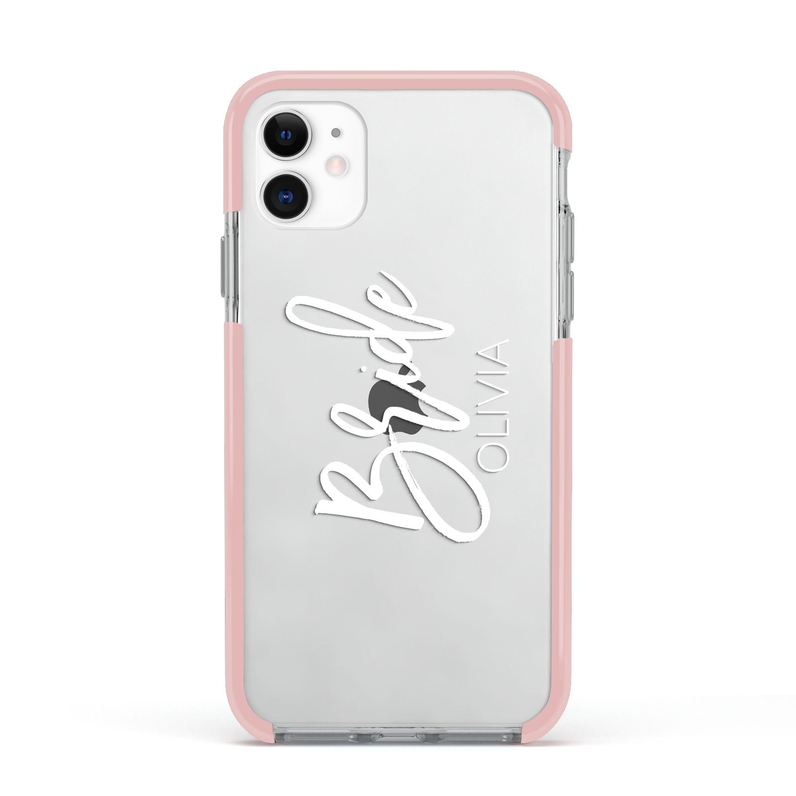 Personalised Bride Apple iPhone 11 in White with Pink Impact Case