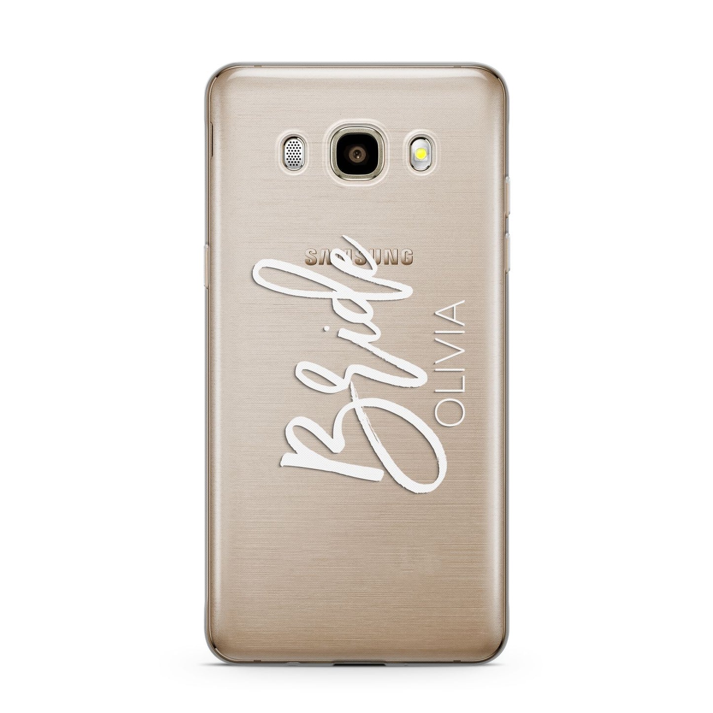 Personalised Bride Samsung Galaxy J7 2016 Case on gold phone
