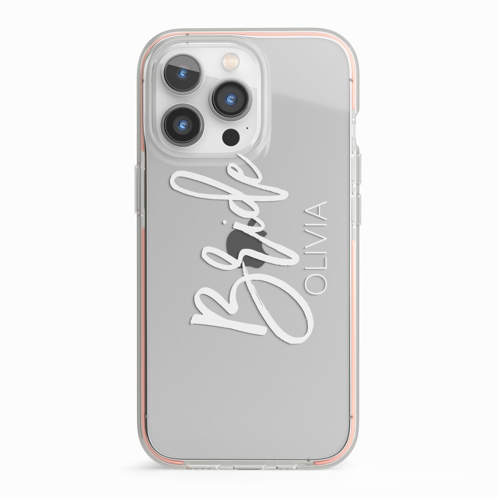 Personalised Bride iPhone 13 Pro TPU Impact Case with Pink Edges