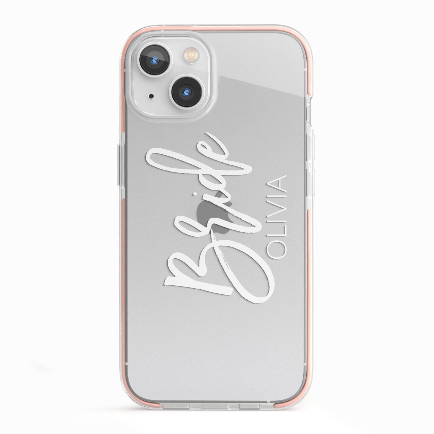 Personalised Bride iPhone 13 TPU Impact Case with Pink Edges