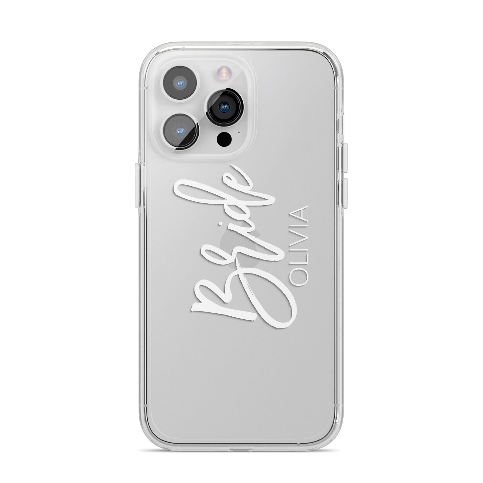Personalised Bride iPhone 14 Pro Max Clear Tough Case Silver