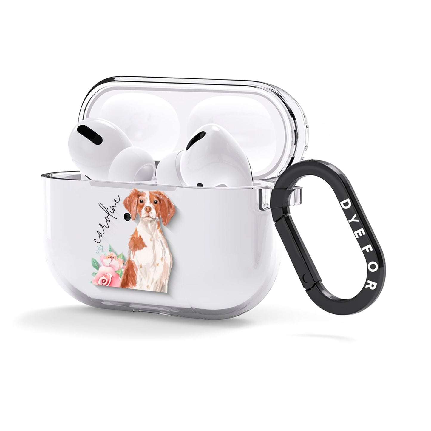 Personalised Brittany Dog AirPods Clear Case 3rd Gen Side Image