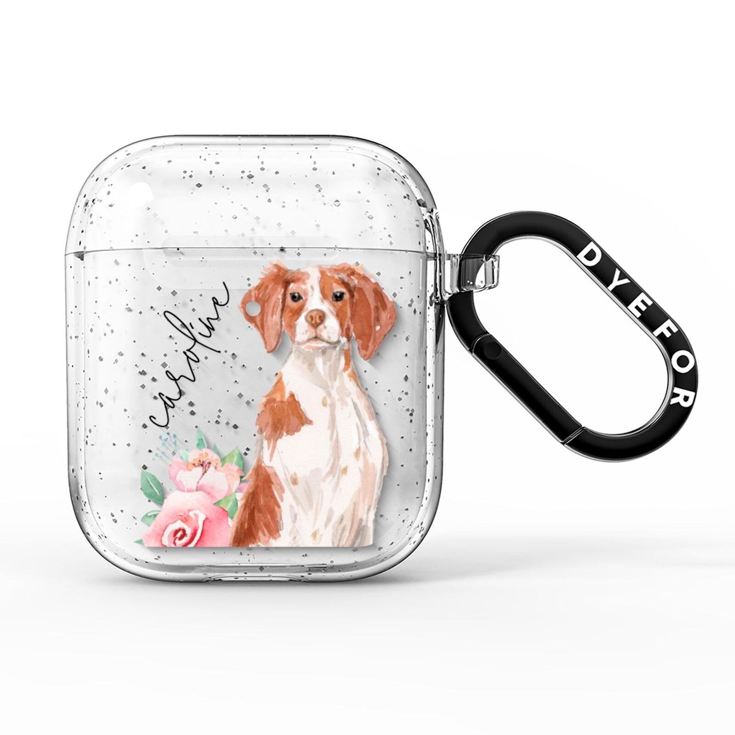 Personalised Brittany Dog AirPods Glitter Case