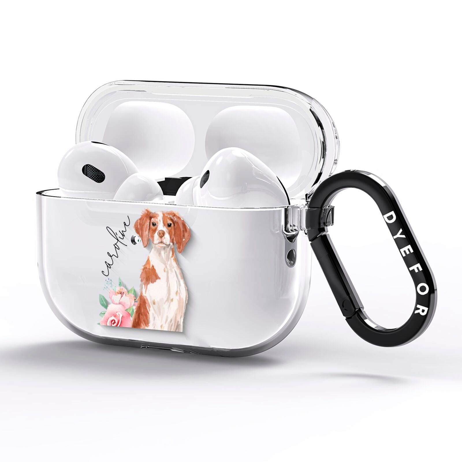 Personalised Brittany Dog AirPods Pro Clear Case Side Image