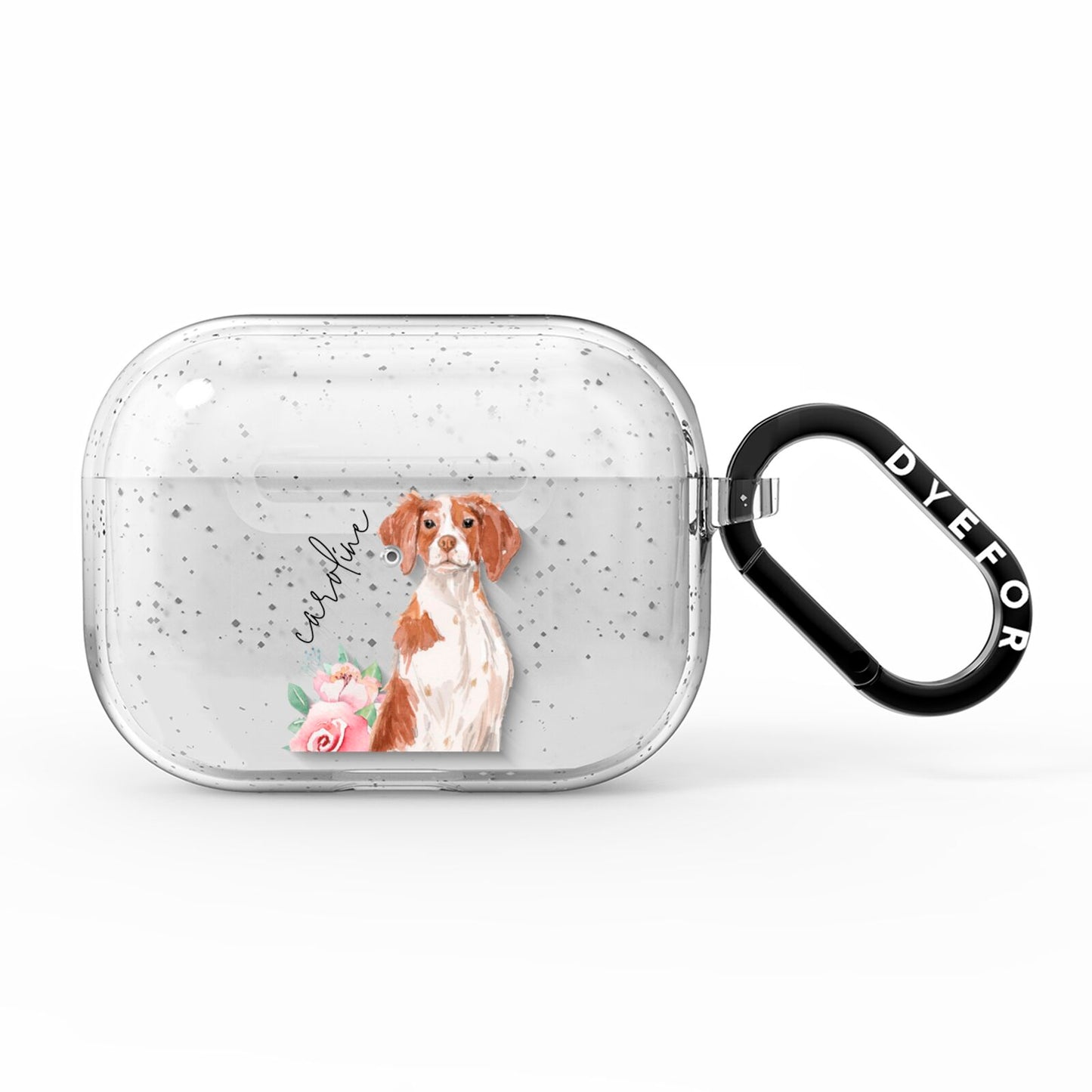 Personalised Brittany Dog AirPods Pro Glitter Case