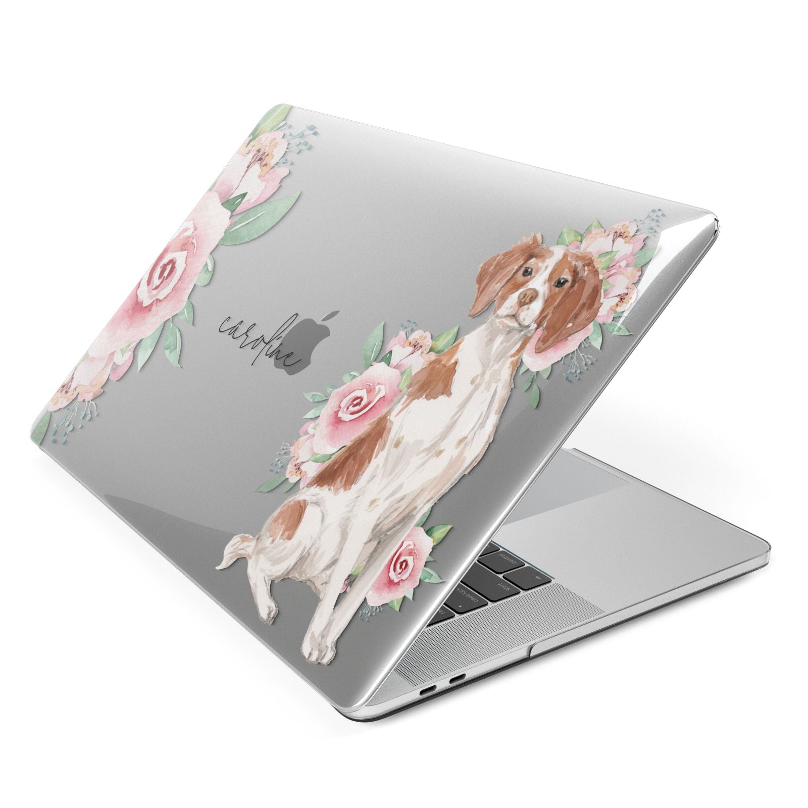 Personalised Brittany Dog Apple MacBook Case Side View