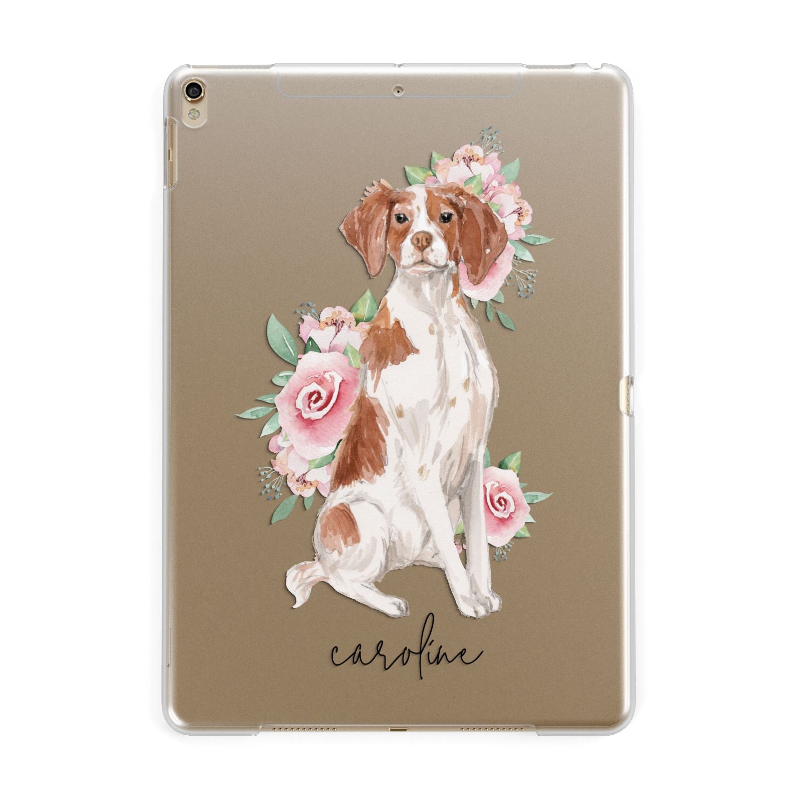 Personalised Brittany Dog Apple iPad Gold Case